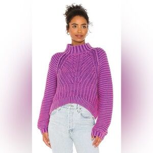 Free People Purple Cable Knit Sweater